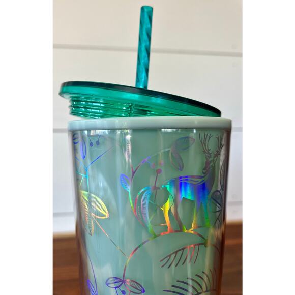 NWT Starbucks Holiday 2022 Color Change Enchanted Forest 24oz Tumbler Mint - Picture 3 of 6